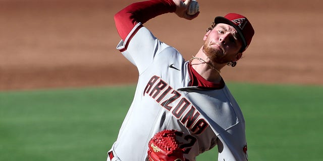 Rein Nelson #52 of the Arizona Diamondbacks pitches in the third inning of a game against the San Diego Padres on September 5, 2022 at PETCO Park in San Diego, California.