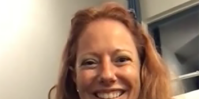 Retired nurse Tamara Panzino smiles during video interview. 