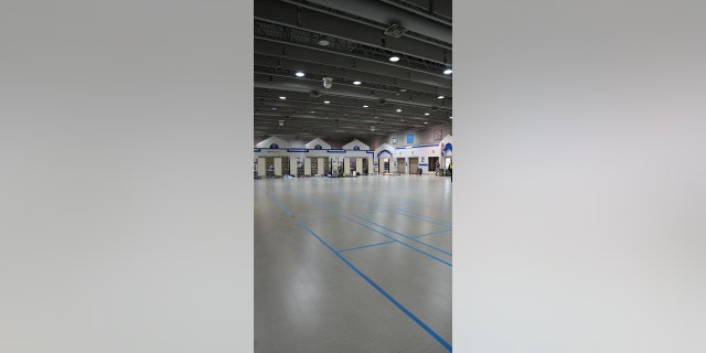 Empty hallways are seen at a school located in Seminole County, Florida, ahead of Hurricane Ian's arrival.