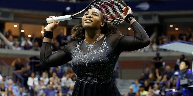 Serena Williams of the United States reacts in the second set against Ajla Tomlijanovic of Australia during their Women's Singles Third Round match on Day Five of the 2022 US Open at USTA Billie Jean King National Tennis Center on September 02, 2022 in the Flushing neighborhood of the Queens borough of New York City. 