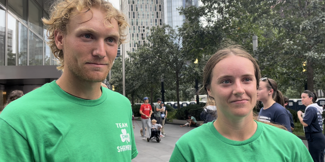 Seton Hall University athletes John Luders and Abby Wingo spoke with Fox News Digital after completing the Tunnel to Towers annual 5K in New York City on Sunday, Sept. 25, 2022.