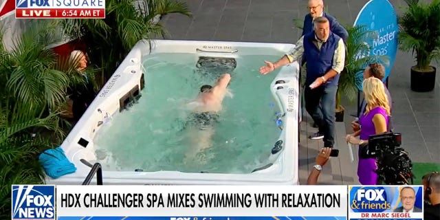Bedell showed off the largest spa, which can create a current — making it great for those who want to swim for exercise.