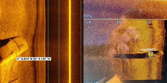 The sonar image on the left is of a car that has been submerged for years. The image to the right is the one that Adventures with Purpose took of Kiely Rodni's silver Honda CRV. New cars show up in sonar images like a bright flash or blur near a shadow and don't look like a vehicle.