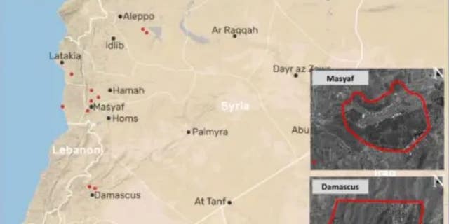 A map of alleged Iranian weapons facilities in Syria. (Benny Gantz)