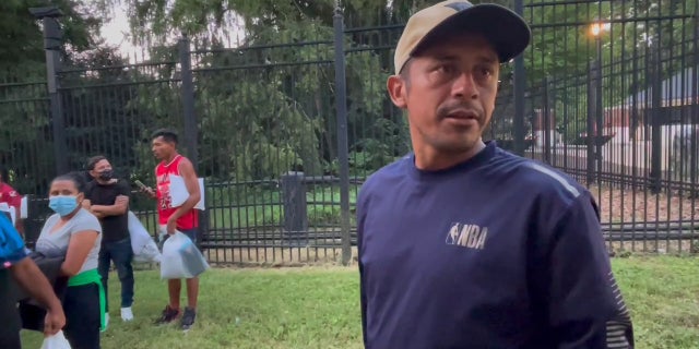 Migrants arrived from Del Rio, Texas, outside Vice President Kamala Harris' residence in Washington, D.C., on Thursday.