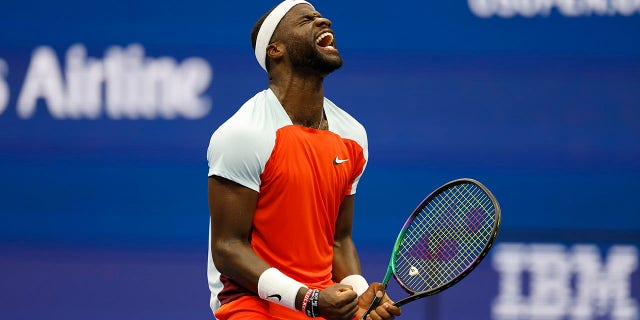 Frances Tiafoe celebrates US Open