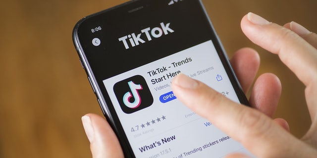 The download page for the TikTok app on a smartphone captured in Sydney, New South Wales, Australia, on Monday, Sept.  14, 2020.