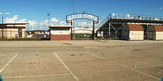 Football stadium at Everman High School in north Texas. Authorities stopped what they believed would have been a mass shooting at the school's homecoming game Sept. 16, 2022.