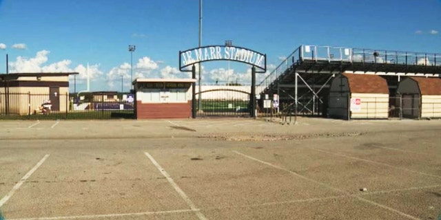 Football stadium at Everman High School in north Texas. Authorities stopped what they believed would have been a mass shooting at the school's homecoming game Sept. 16, 2022.