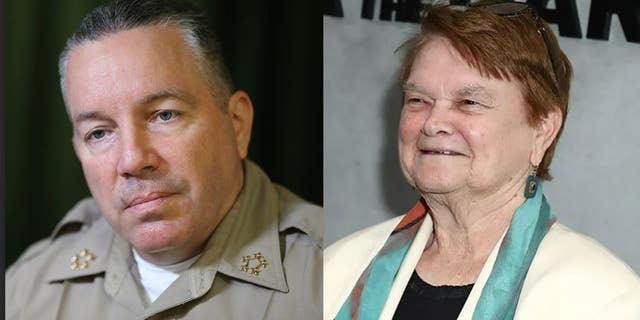 Los Angeles County Sheriff Alex Villanueva, left, is calling for California’s attorney general to investigate Los Angeles County Supervisor Sheila Kuehl, right, and Los Angeles County Civilian Oversight Commissioner Patti Giggans allegedly being illegally tipped off by other county officials of impending search warrants at their homes Wednesday.