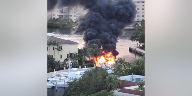 A 75-foot yacht caught fire in Aventura