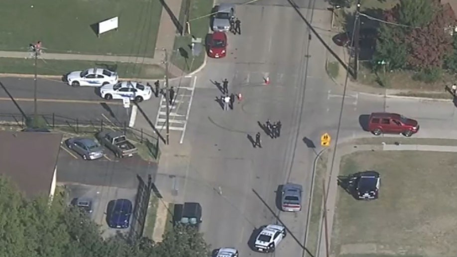 aerials of police at intersection