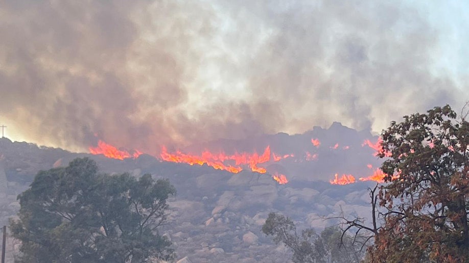 The Fariview fire is seen burning at a distance