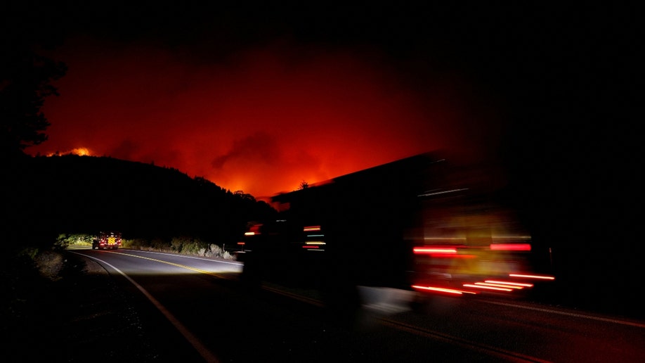 Cars near California's Mountain Fire