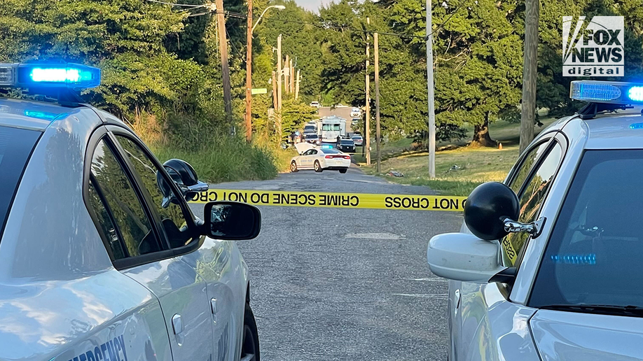 Police cars in a taped off crime scene in the search for Eliza Fletcher