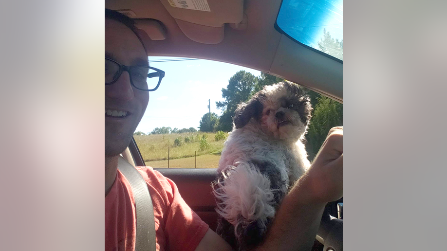 phillip lewis and dog in car