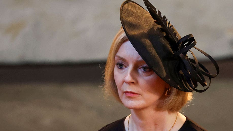 British PM Liz Truss wears a black hat during Queen's coffin procession