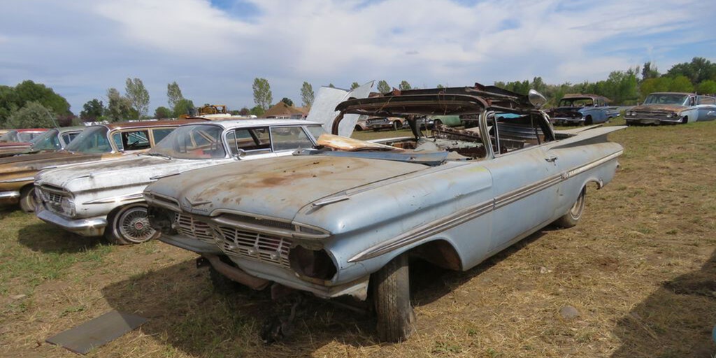 A junky 1959 Chevrolet Impala without an engine just sold for 