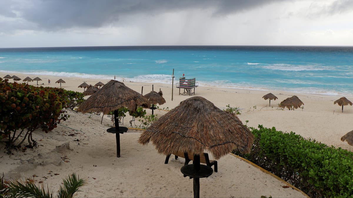 A general view shows a beach in Cancun, Mexico, on Oct. 26, 2020.