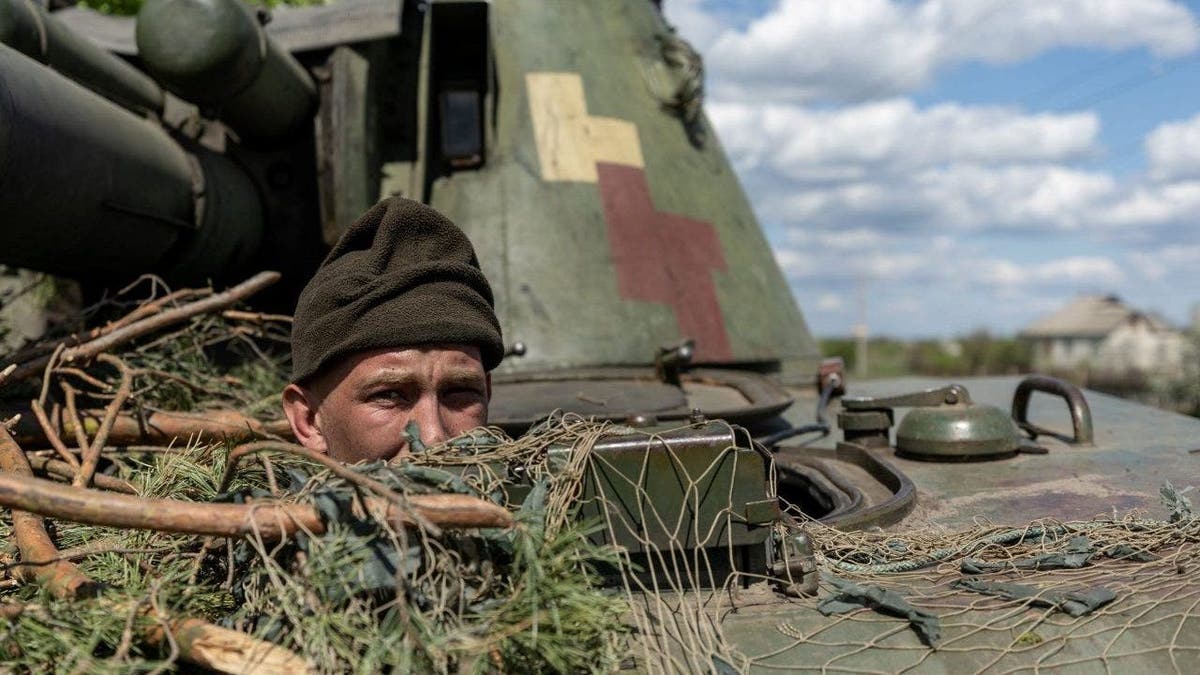 Ukrainian soldier looking for tanks