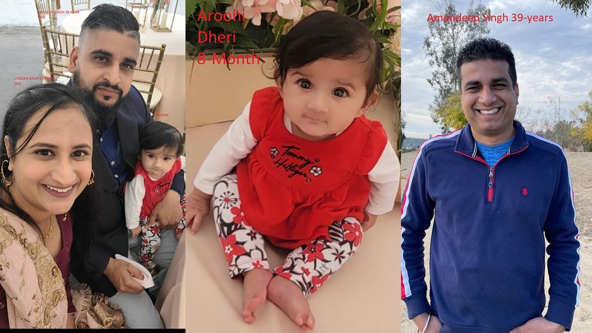 A split photo of Aroohi Dheri, Amandeep Singh, Jasleen Kaur and Jasdeep Singh