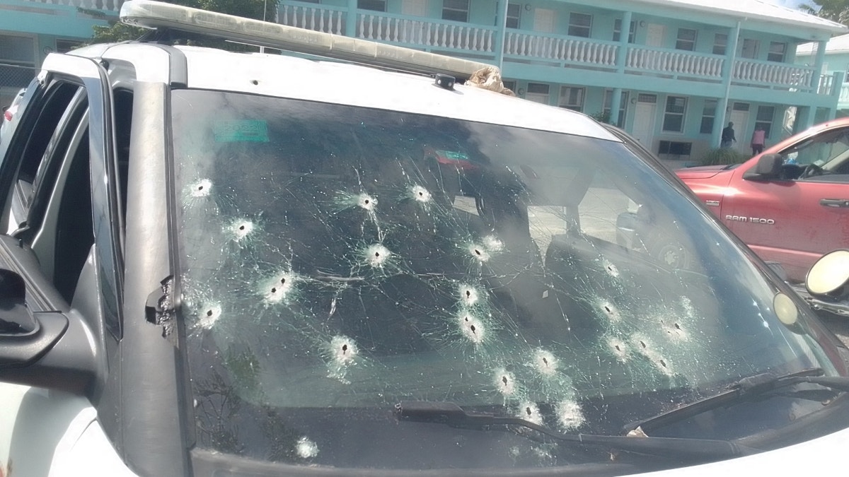 Turks and Caicos damaged police car