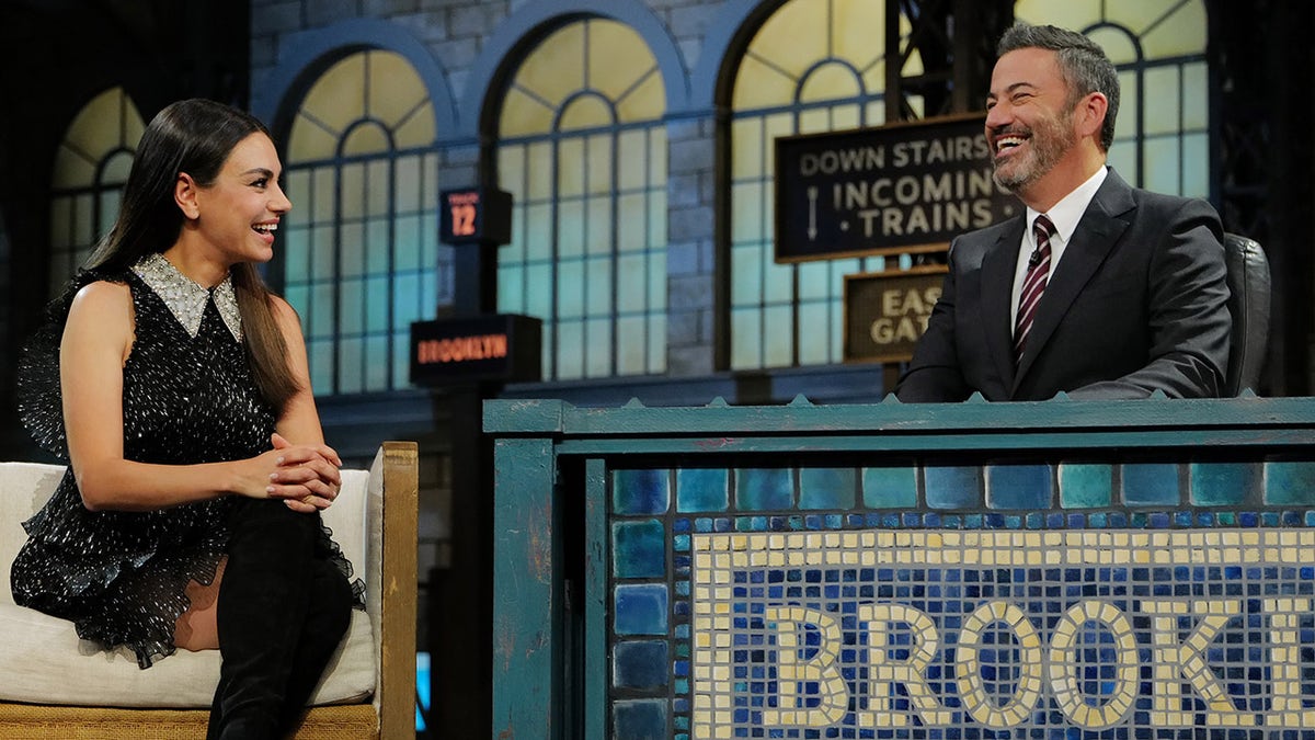 Mila Kunis talks to Jimmy Kimmel on his show