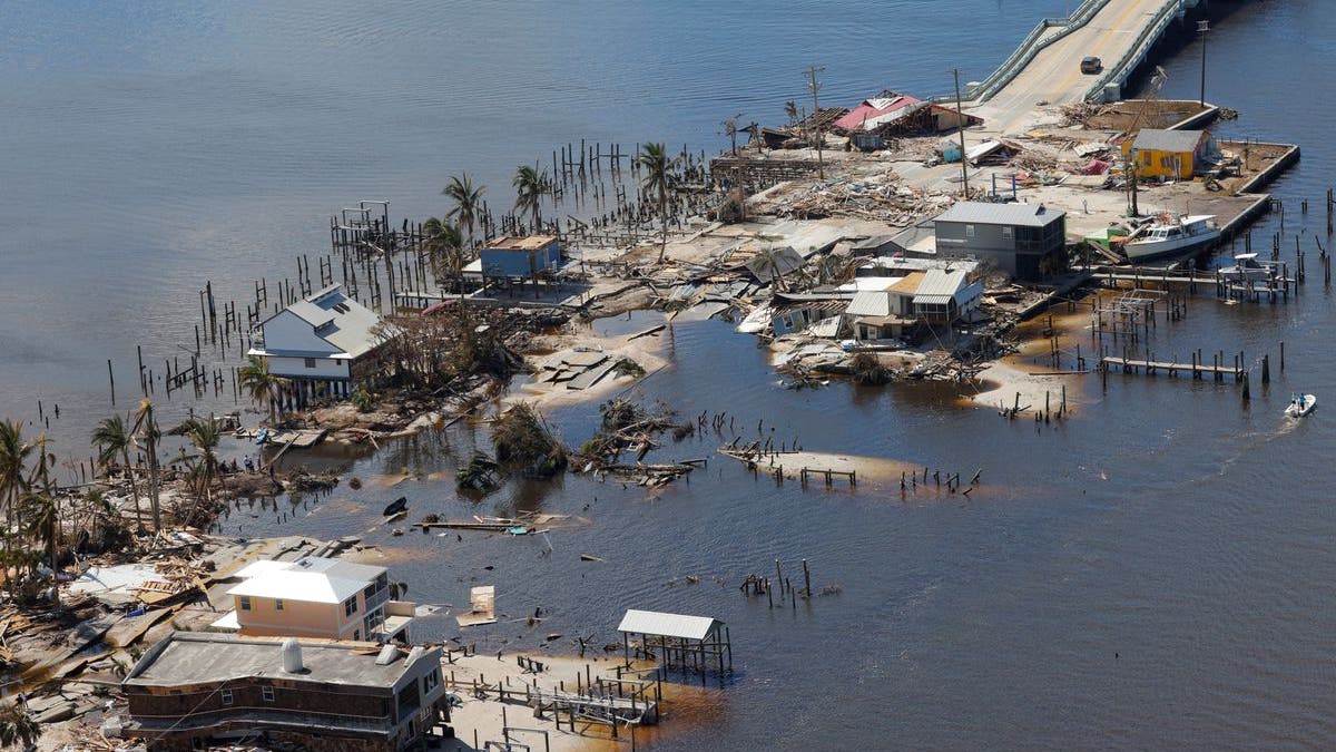 Pine Island bridge underwater