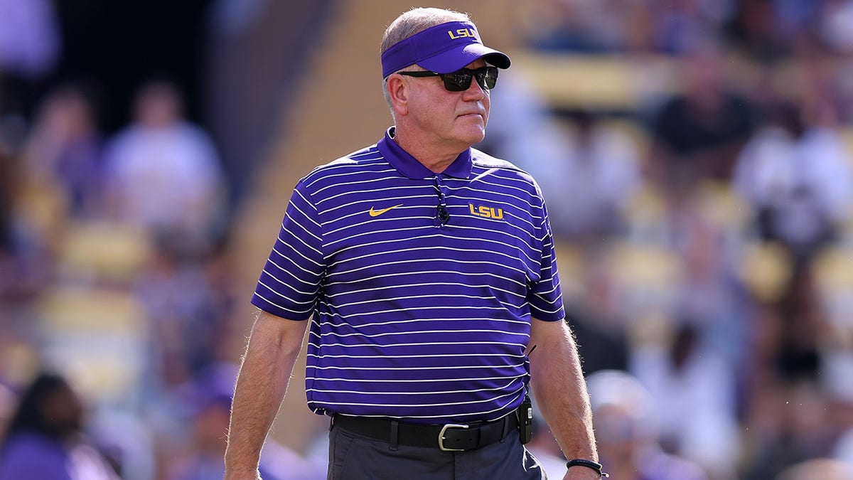 LSU head coach Brian Kelly before a game vs Mississippi State