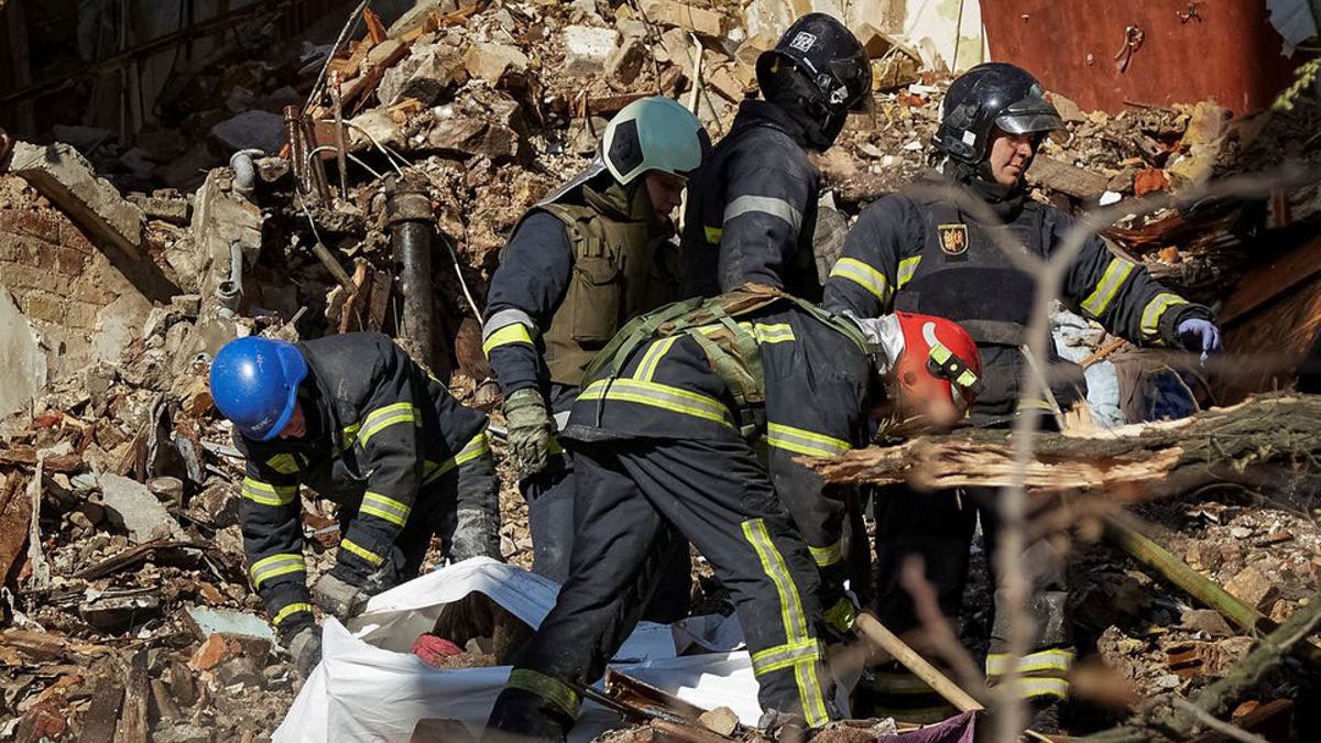 Kyiv Firefighters Ukraine Iran strike