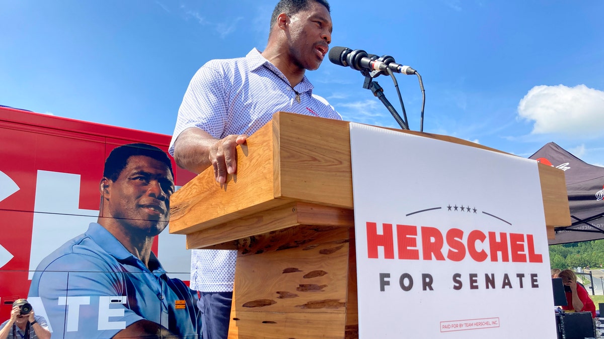 Herschel Walker speaking at a campaign event