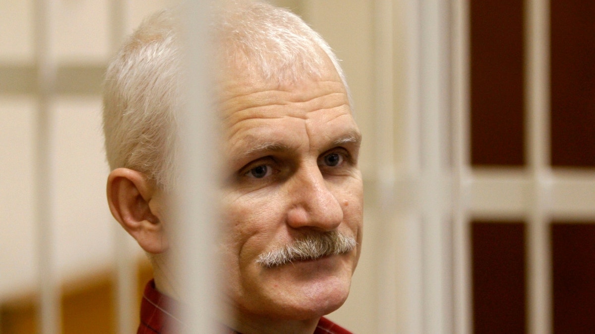 Ales Bialiatski in his jail cell