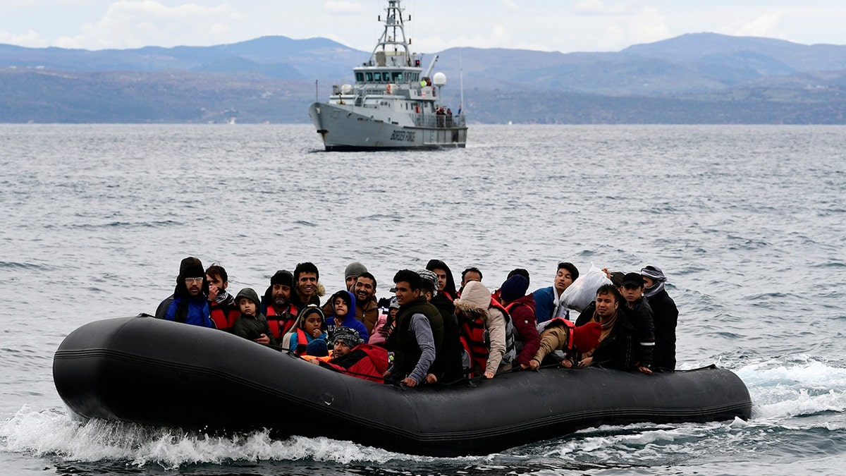 Migrants on boat in Mediterranean