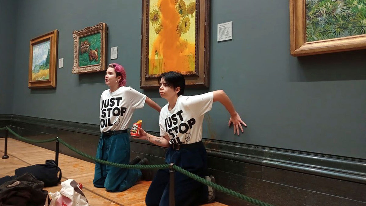 Environmentalists dump tomato sauce on Van Gogh painting in London