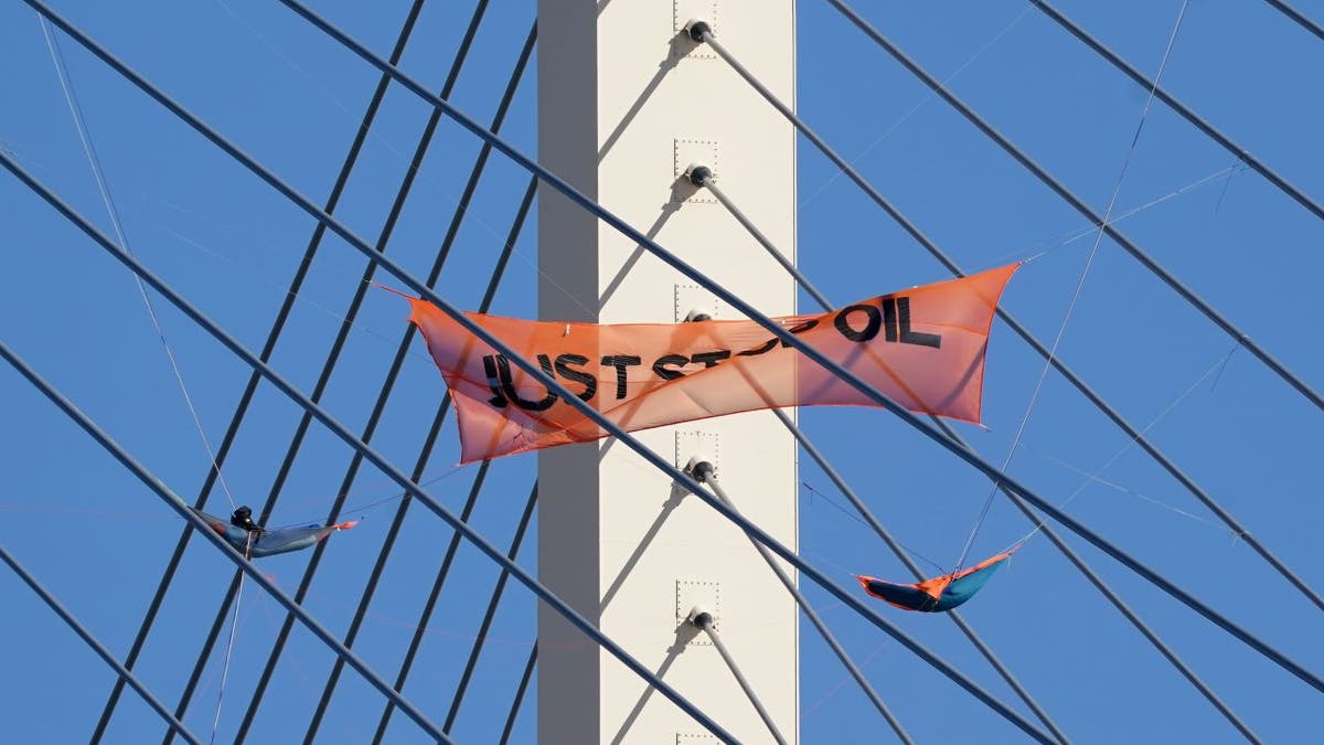 Climate activists on Queen Elizabeth II Bridge