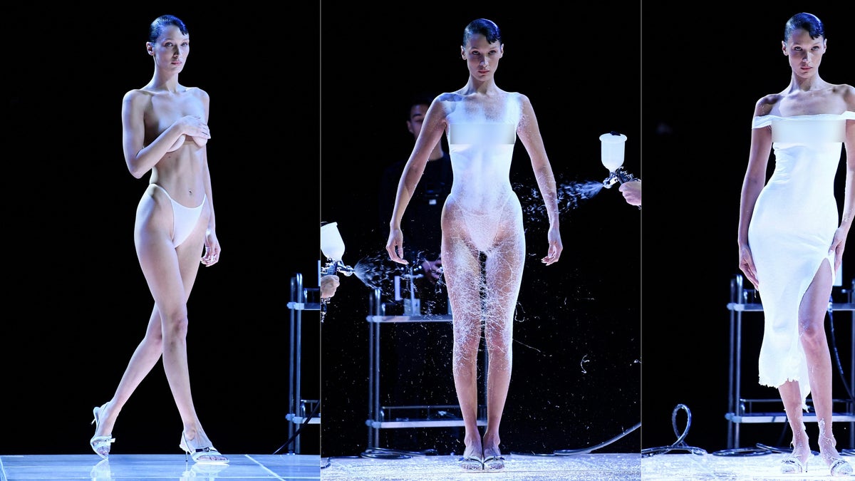 Bella Hadid bares her breasts at Paris Fashion Week