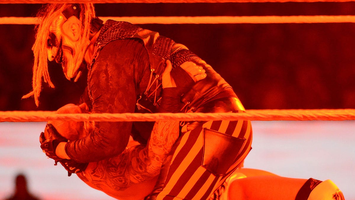 A fan is dressed up as wrestler Bray “The Fiend” Wyatt during WWE  SummerSlam 2021 at Allegiant …