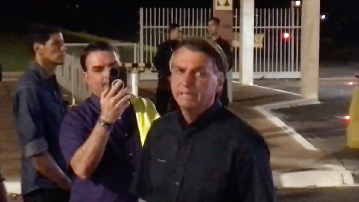 Jair Bolsonaro speaks to supporters in Brazil