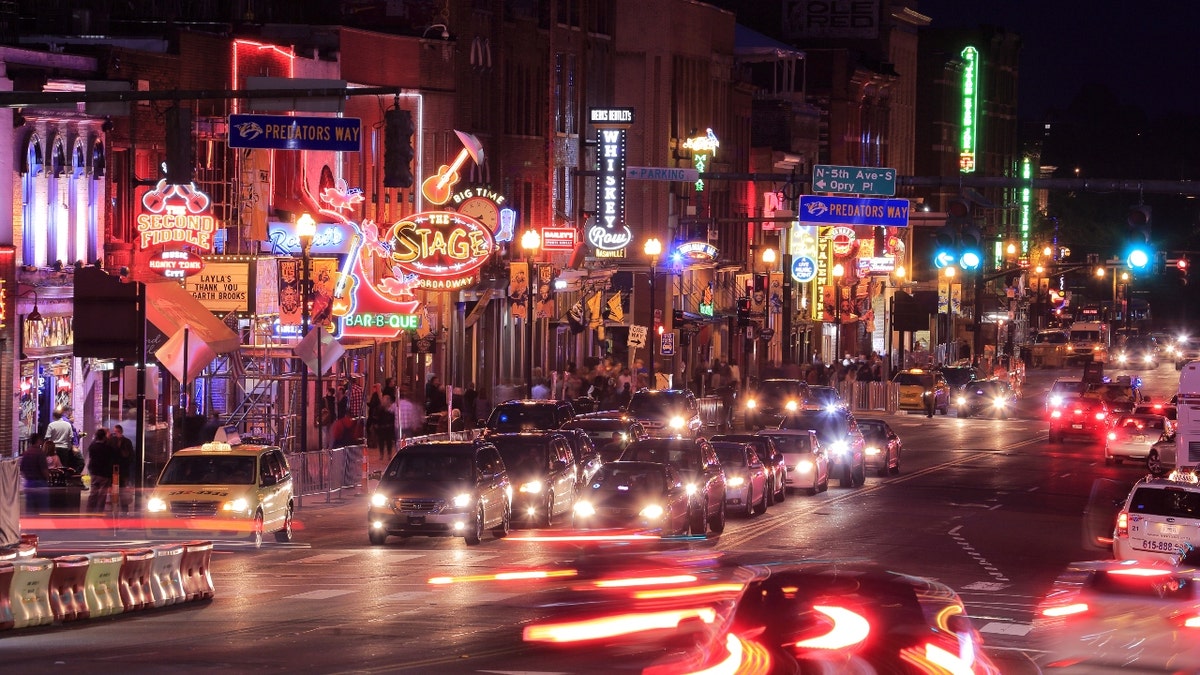 Nashville Broadway at night