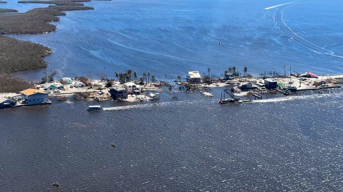 The bridge connecting Pine Island to the mainland was knocked out by Hurricane Ian when it hit Florida