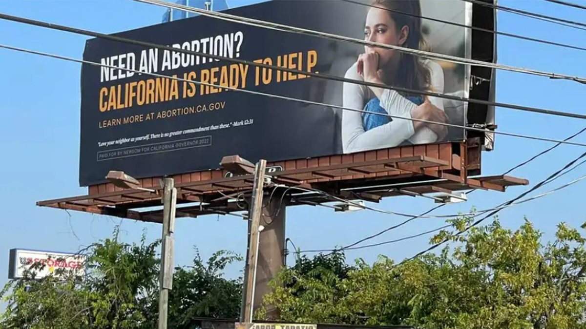 Newsom abortion billboard in Texas