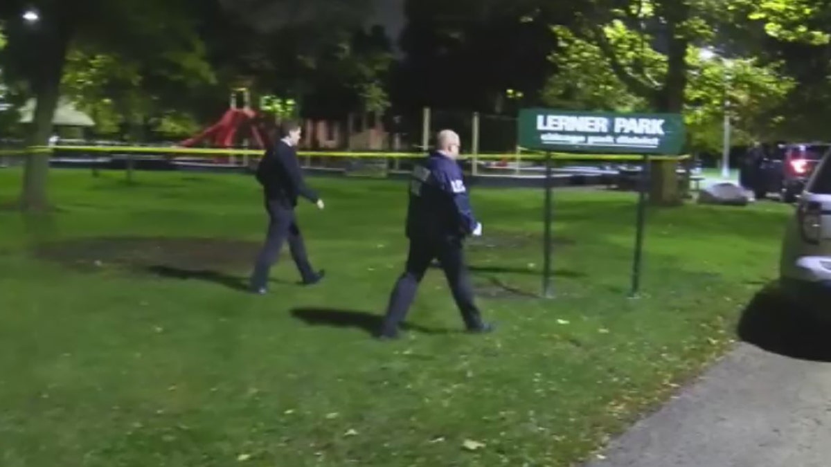 police walking at Lerner Park