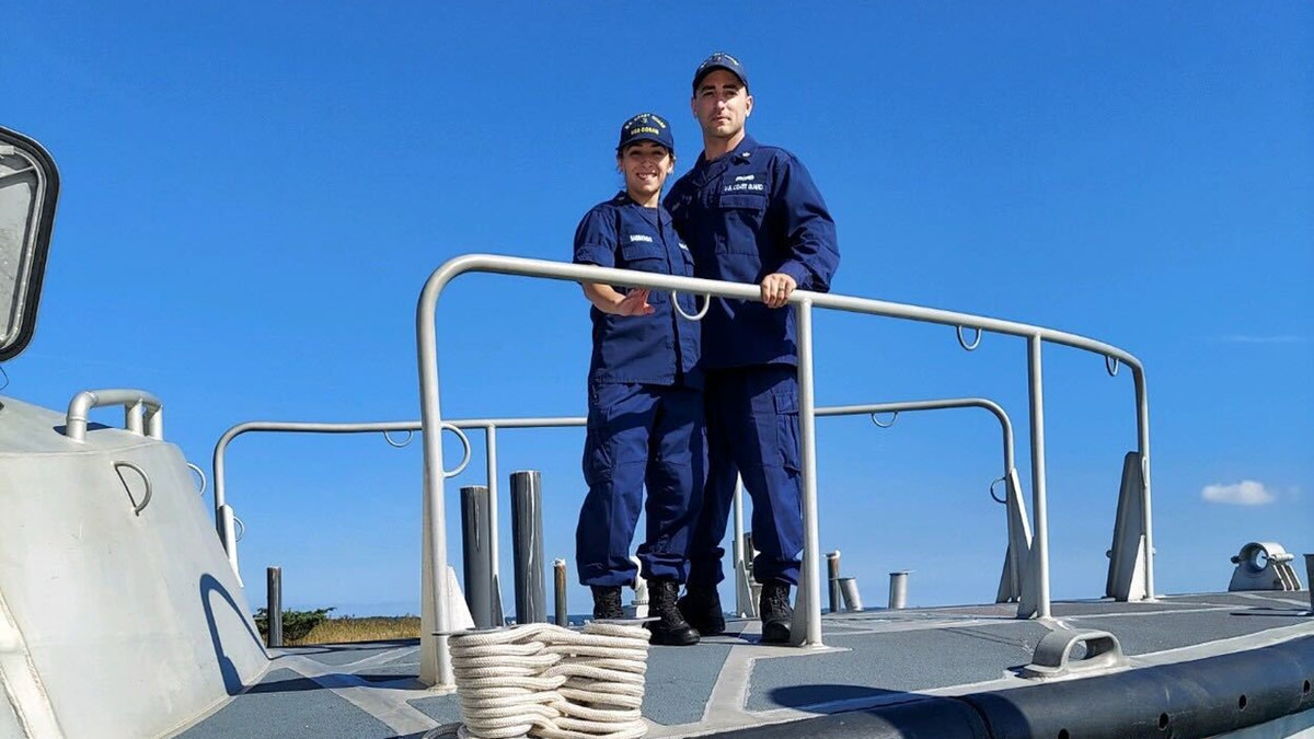 TJ Foley and Christina Sabbiondo on a boat