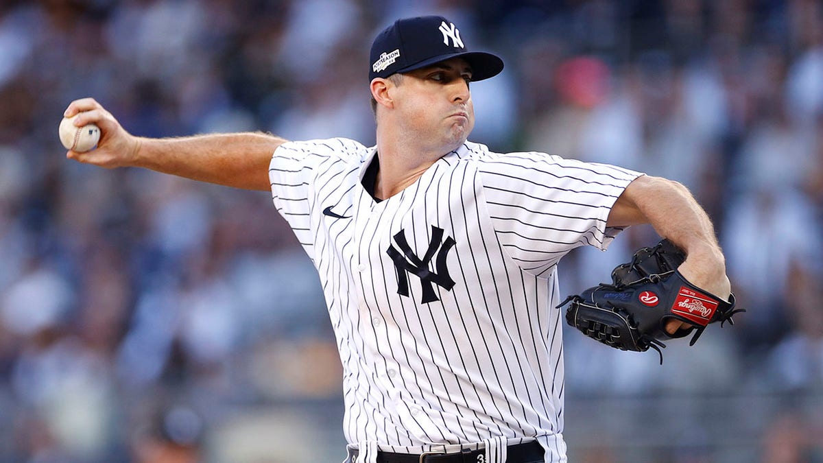 New York Yankees' Clay Holmes pitches during the ninth inning of a