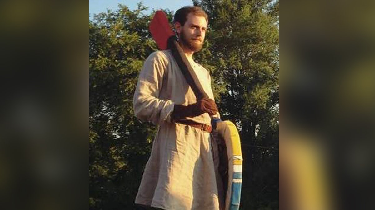 Clayton Alexander McCoy dressed up as a medieval warrior