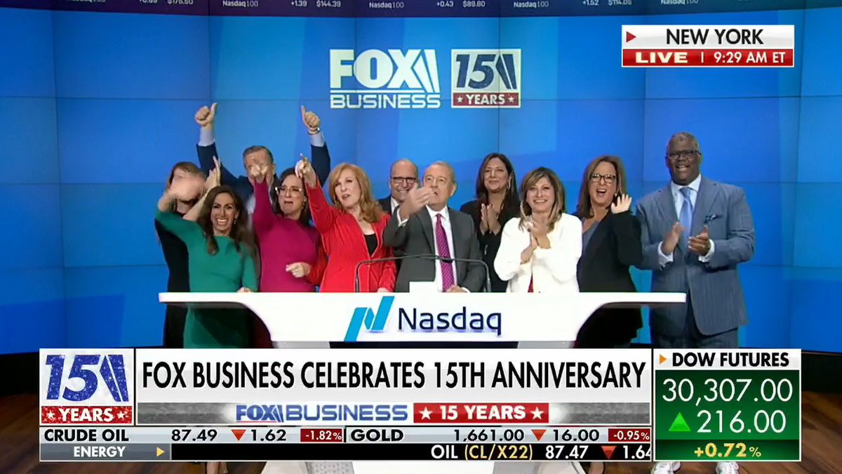 Fox Business Network celebrates 15th anniversary by ringing iconic Nasdaq opening bell