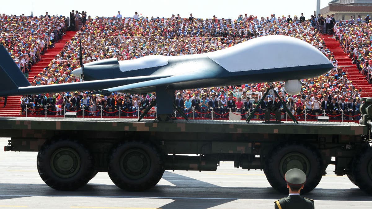 Chinese military parade with drone