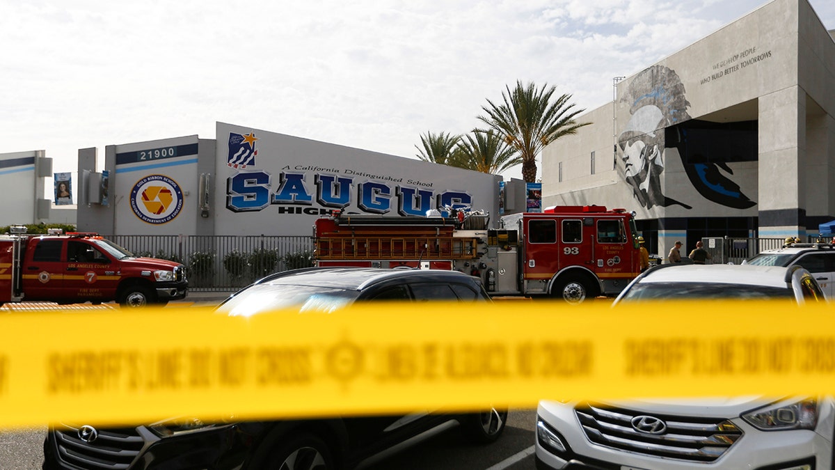 A photo of a crime scene outside Saugus High School