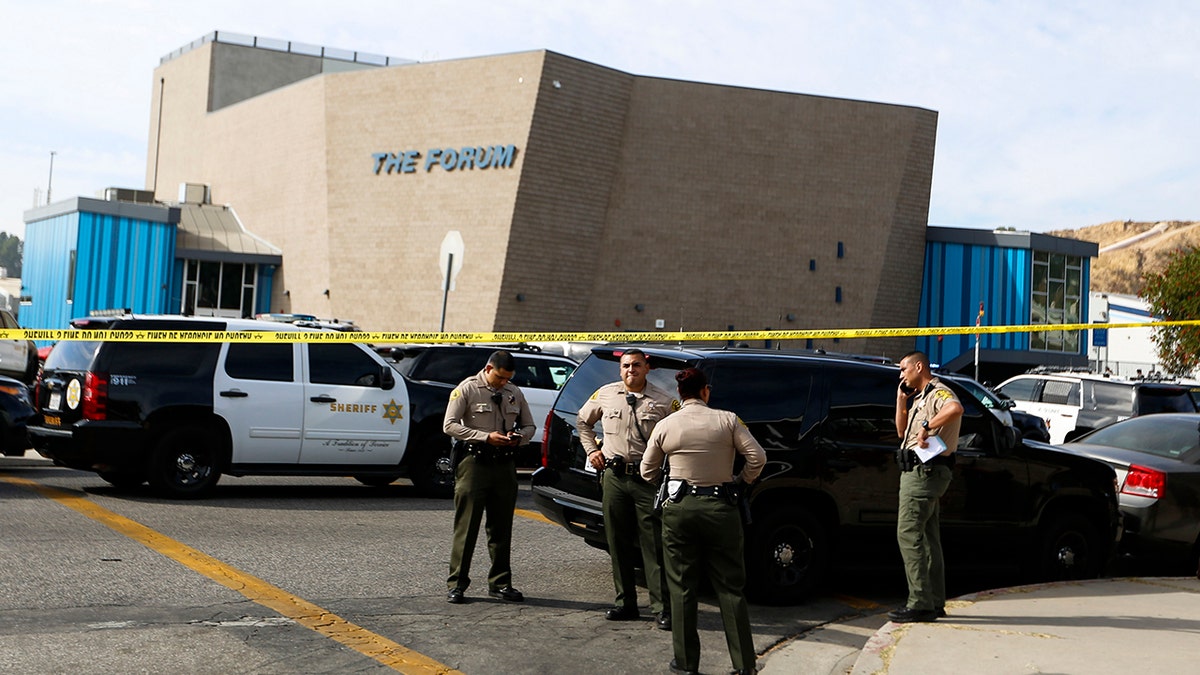 Police gathered outside of Saugus High School