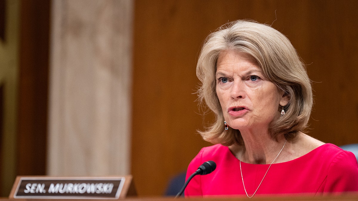 A photo of Lisa Murkowski during a committee hearing